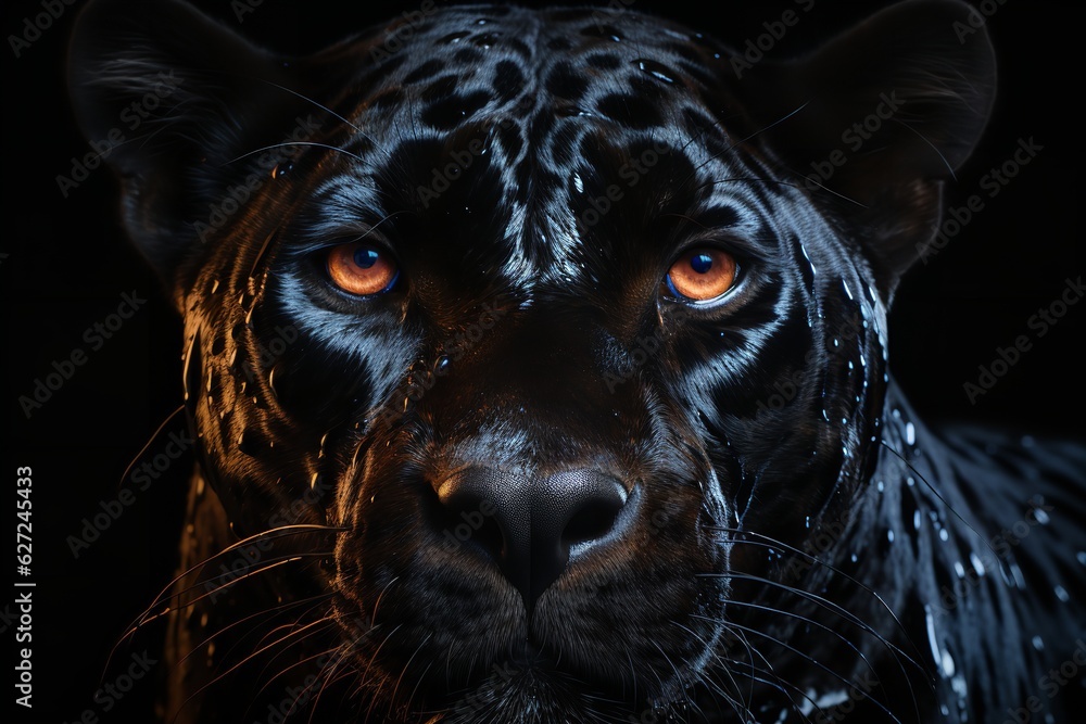 portrait of a panther. Hand edited generative AI