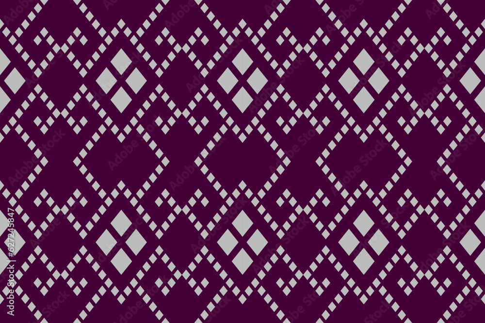 Purple cross stitch traditional ethnic pattern paisley flower Ikat background abstract Aztec African Indonesian Indian seamless pattern for fabric print cloth dress carpet curtains and sarong Purple cross stitch traditional ethnic pattern paisley flower Ikat background abstract Aztec African Indonesian Indian seamless pattern for fabric print cloth dress carpet curtains and sarong