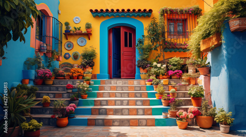 Colorful vivid house with door © Little