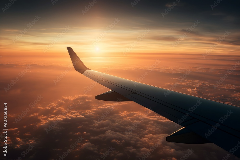 View wing airplane. Generate Ai View wing airplane. Generate Ai