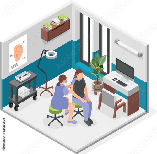 Otolaryngologist Isometric Composition