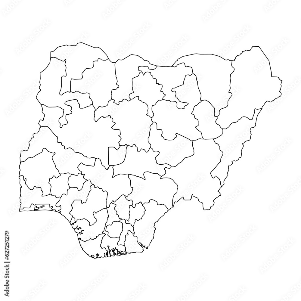 Nigeria map with states. Vector illustration.