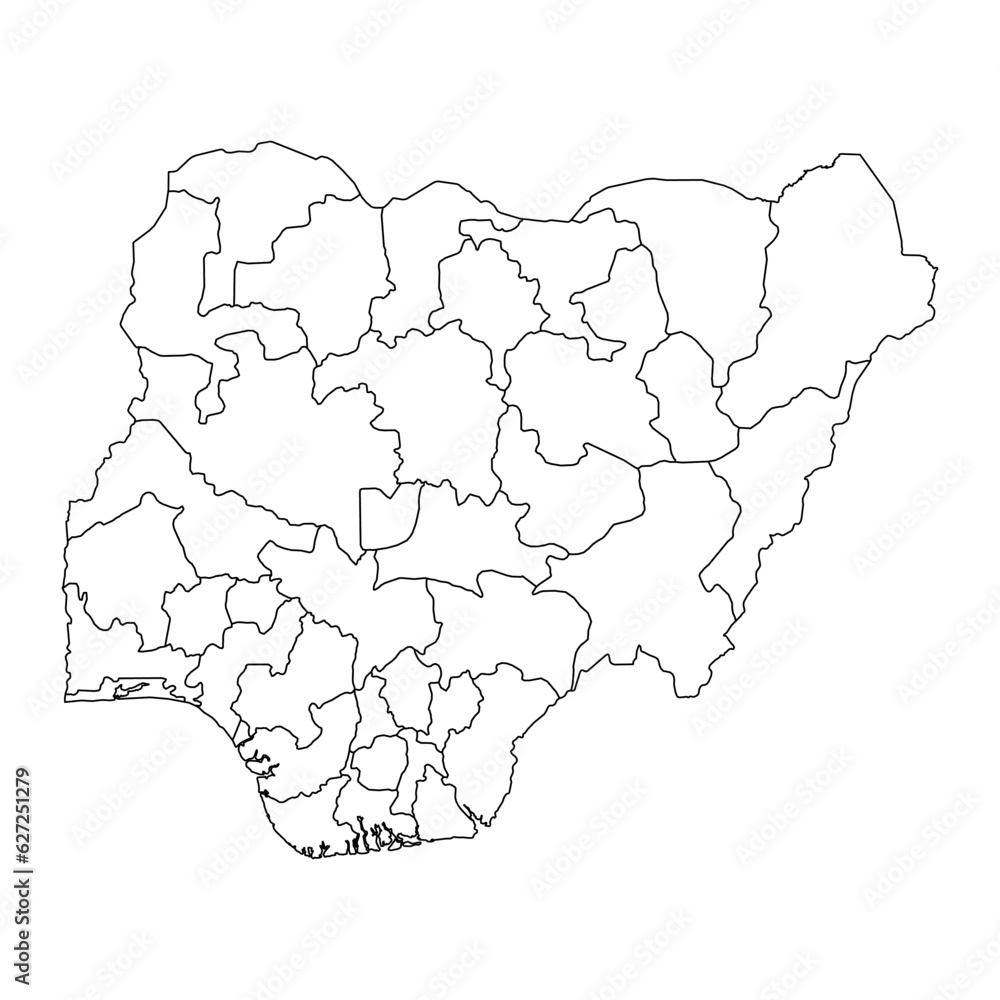 Obraz premium Nigeria map with states. Vector illustration.