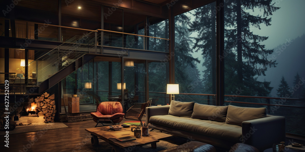 Interior of a luxury home in the Pacific Northwest
