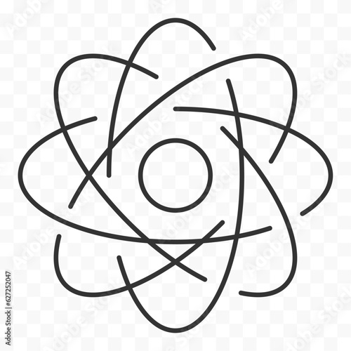 Atom related icon. Easily editable line art on transparent background. Vector stock illustration.