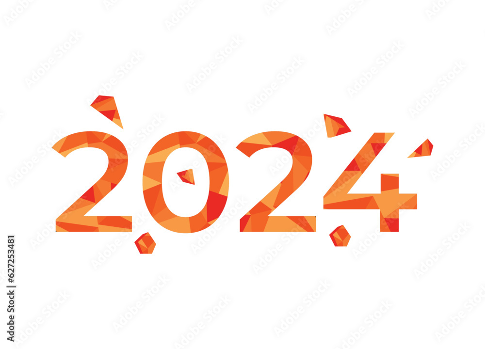 Geometric 2024 number or text art design vector Geometric 2024 number or text art design vector