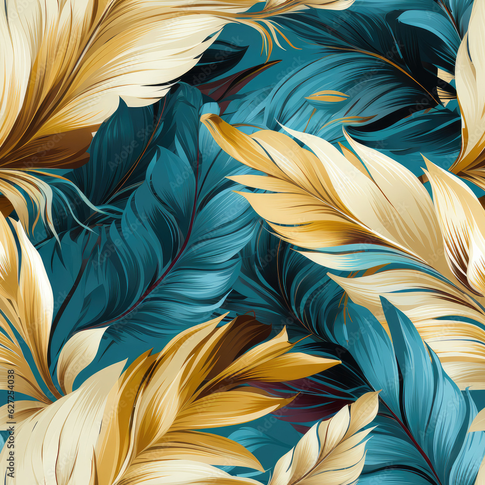Fototapeta premium Tropical leaves repeat pattern