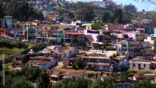 Beautiful landscape view of hill town city Ooty valley, Tamil Nadu, India. photo