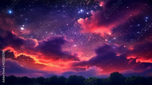 Pink-Purple-Red Starlit Sky - AI Generated © CommerceAI