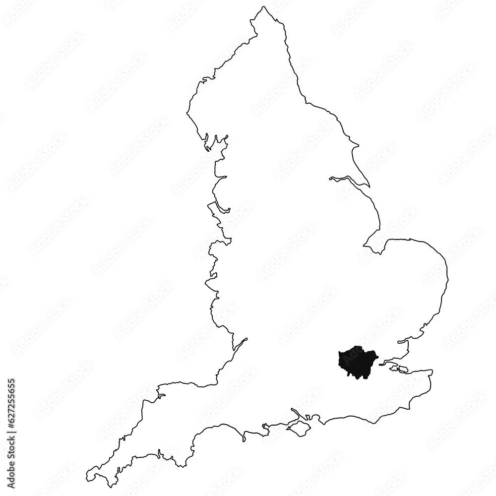 Map of London in England on white background. single region map