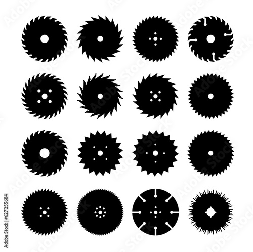 Circular saw. Rotary flat blades saw machine, cut teeth machine for carpentry, machine for wood construction. Vector