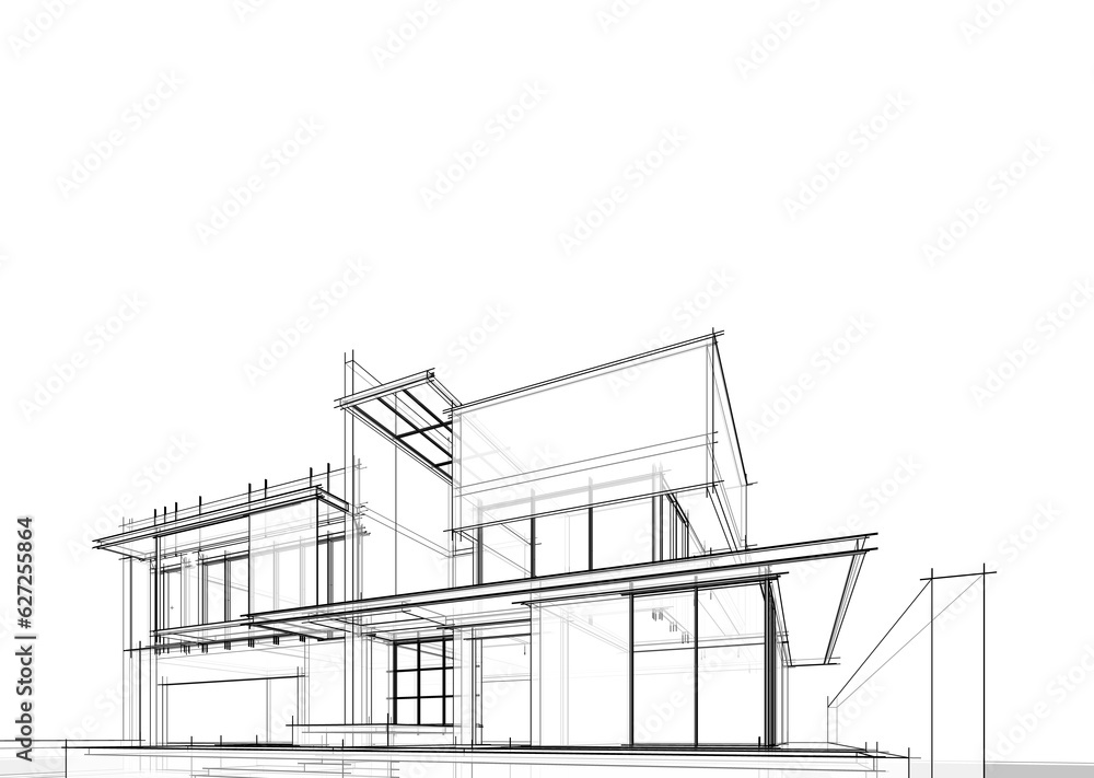 house building sketch architecture 3d 
