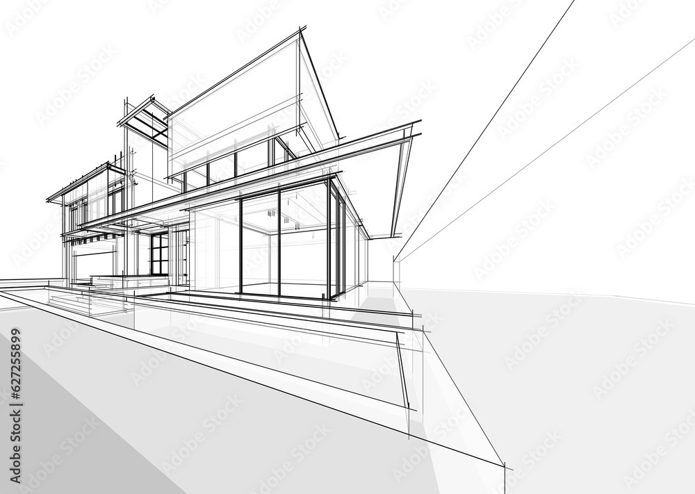 house building sketch architecture 3d 