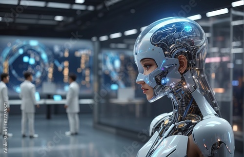 Artificial Intelegent Robotif Face, Future Background