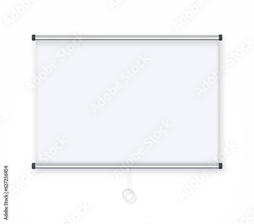 Projector Screen . Empty White Board Presentation Conference On The Wall. creen White Boad Presentation And Showing Illustration. Vector