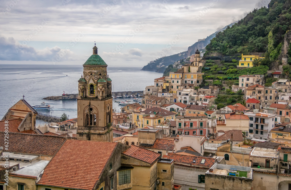 The town of Amalfi on the Amalfi Coast, Salerno, Campania, Italy