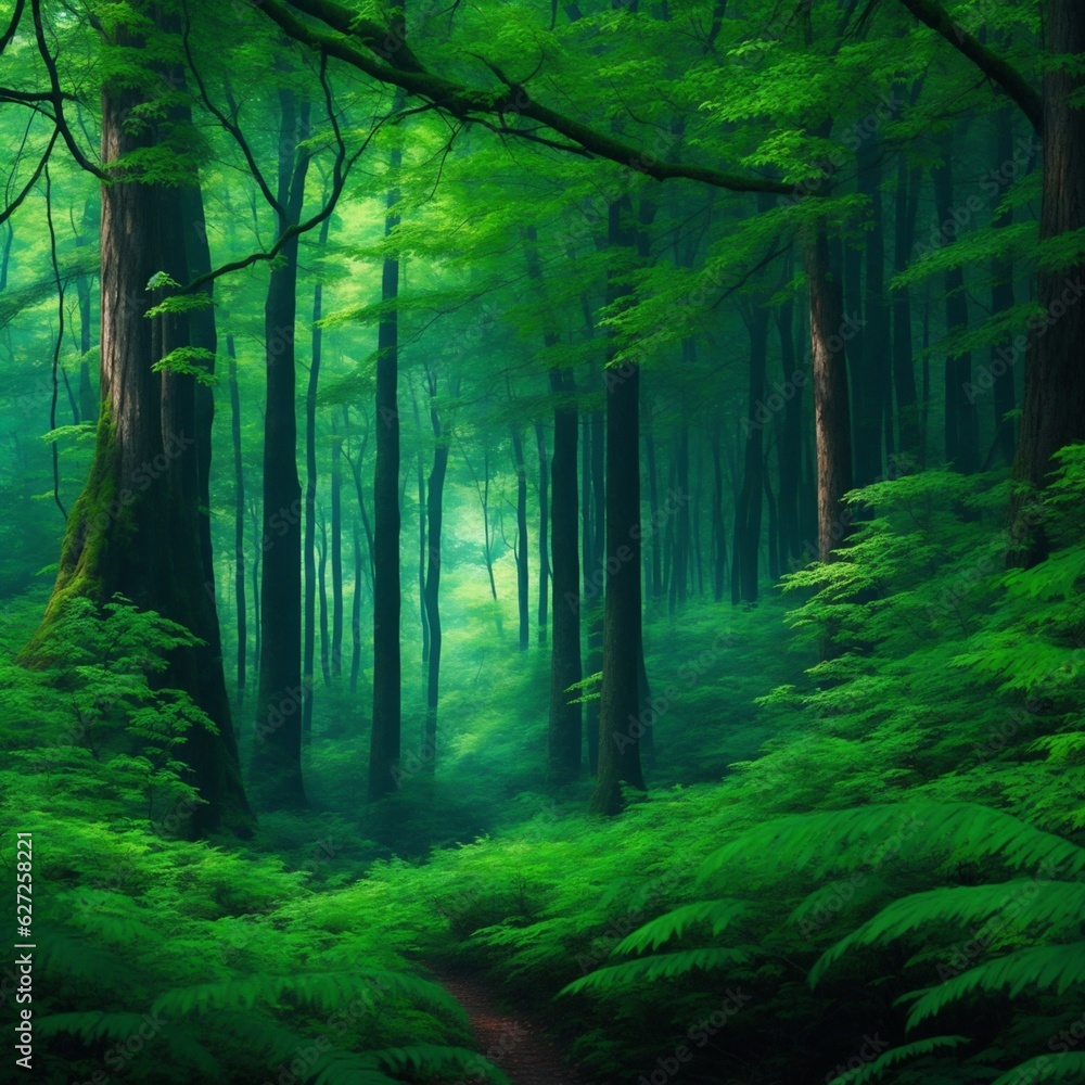 Naklejka premium beautiful deep forest view background