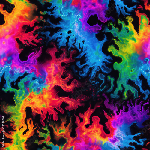 Grunge tie-dye, trippy tie dye pattern, colorful chaotic