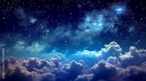 Night Blue Starlit Sky - AI Generated photo