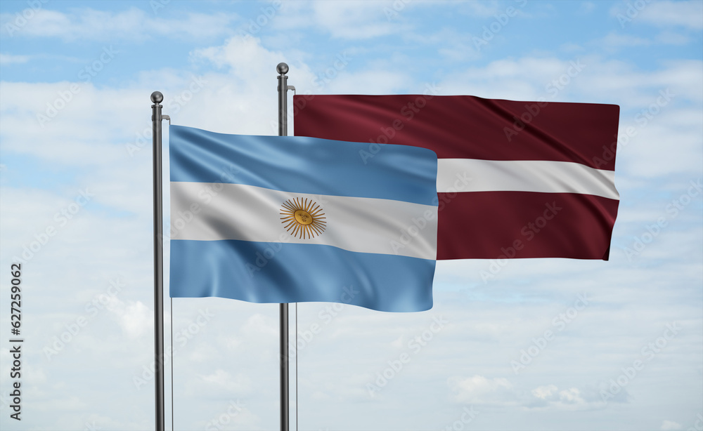 Latvia and Argentina flag Latvia and Argentina flag