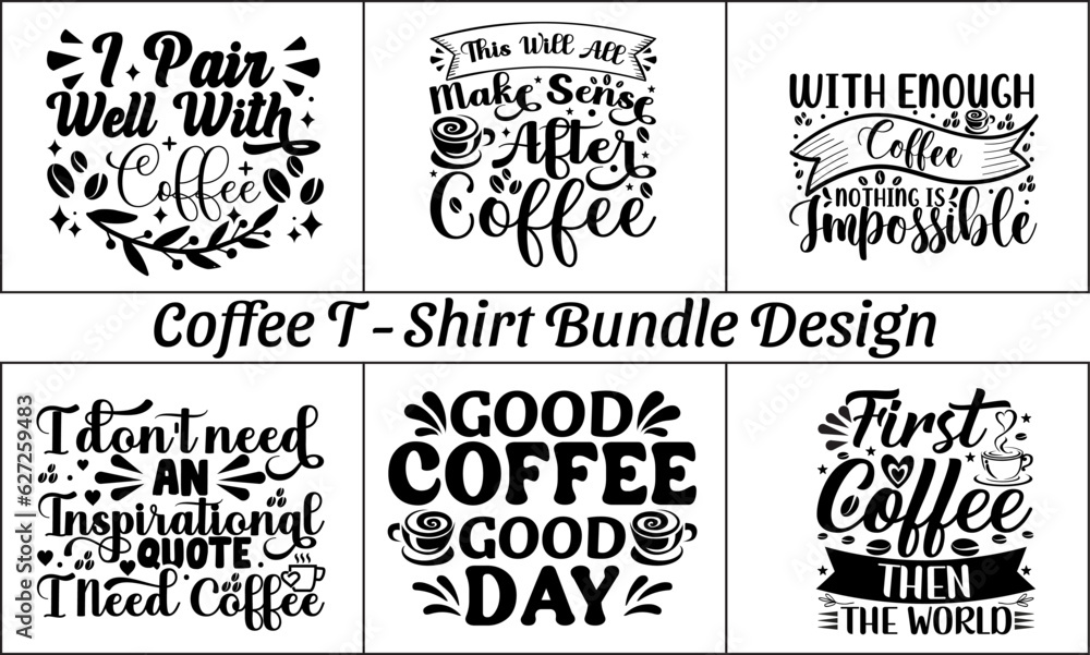 Fototapeta premium Coffee T-Shirt Bundle Design