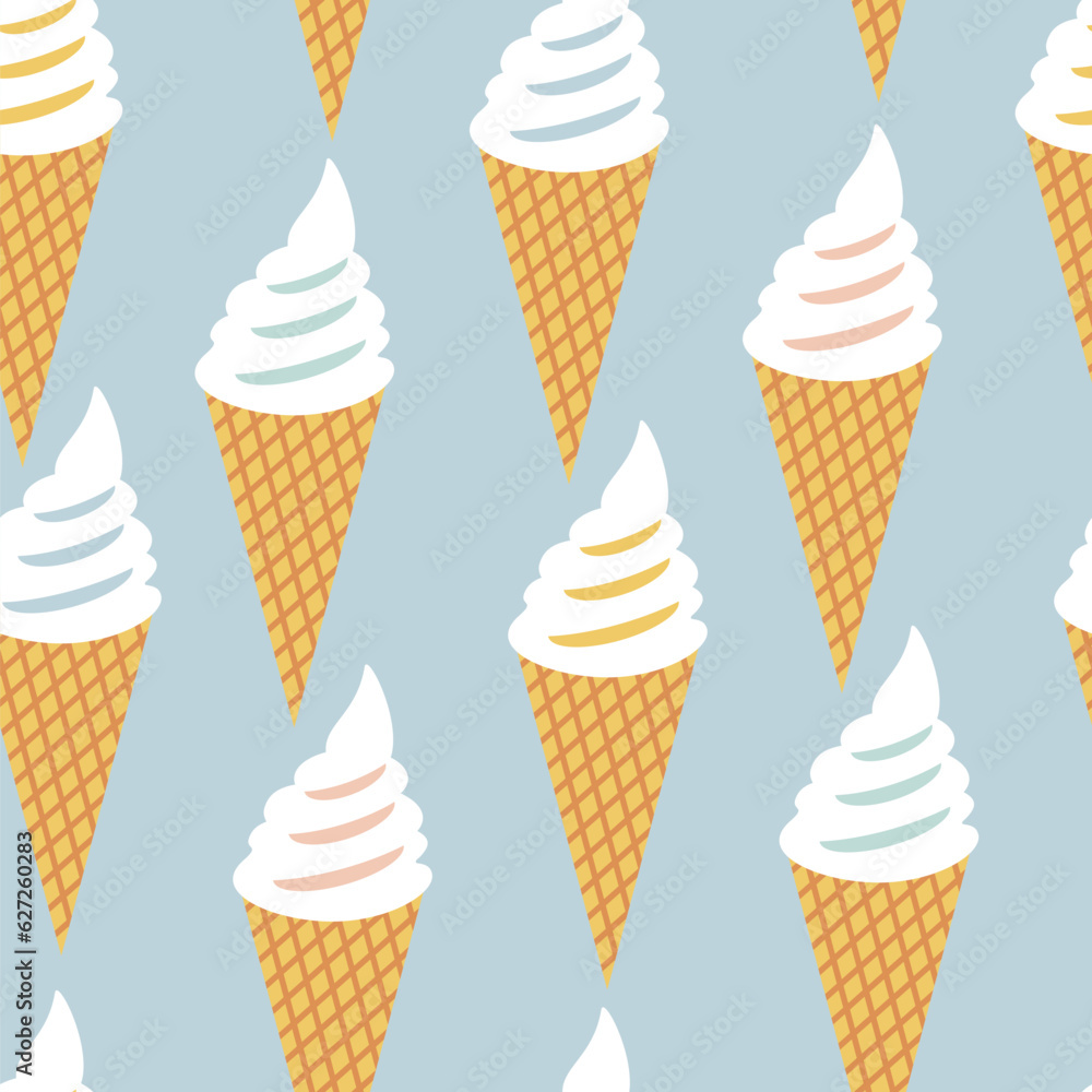 Vector seamless pattern with ice cream cones.