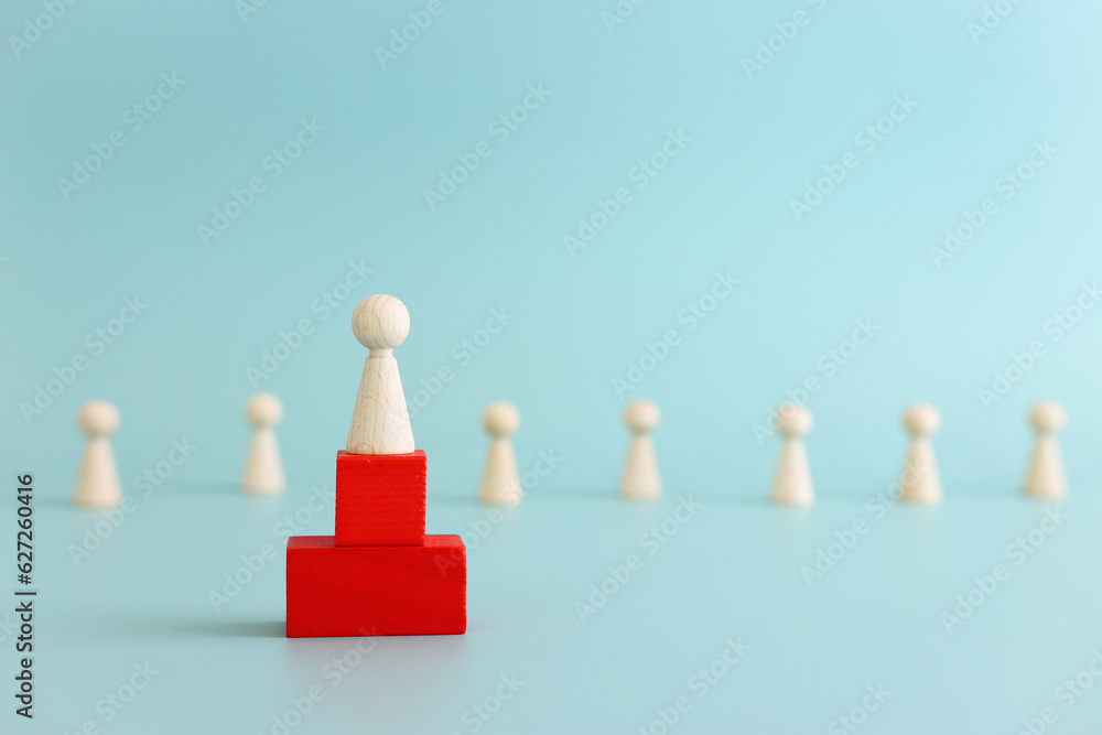 Concept of leadership and forwarding ahead. group of figures and manager Concept of leadership and forwarding ahead. group of figures and manager