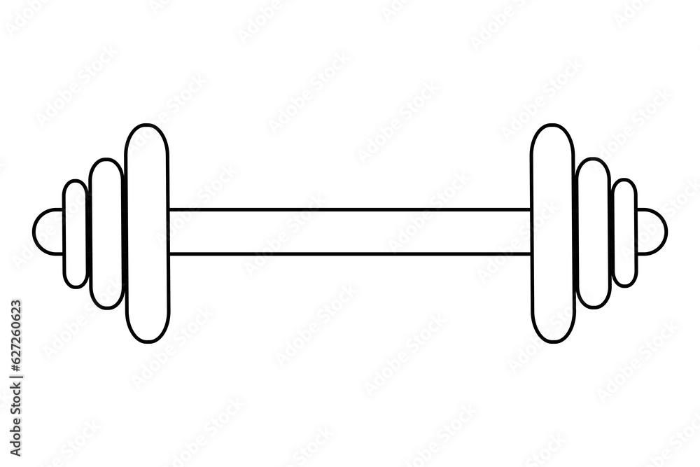 simple outline vector barbel, isolated on white simple outline vector barbel, isolated on white
