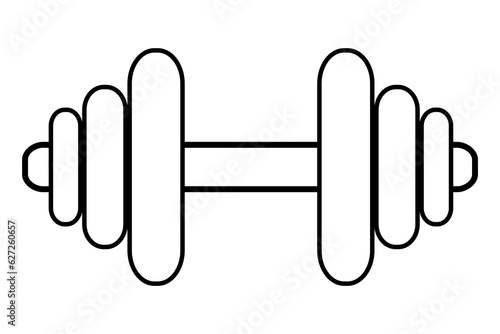 simple outline vector dumbbell, isolated on white