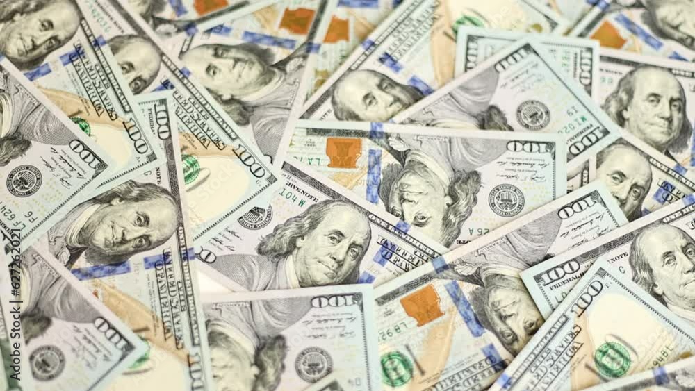 American stack of 100 dollar paper bills. Background with money. American stack of 100 dollar paper bills. Background with money.