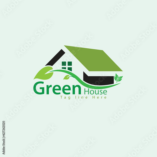 Vector green eco house logo concept