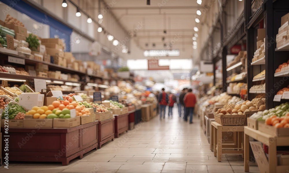 Big Store Market With Blurred Background