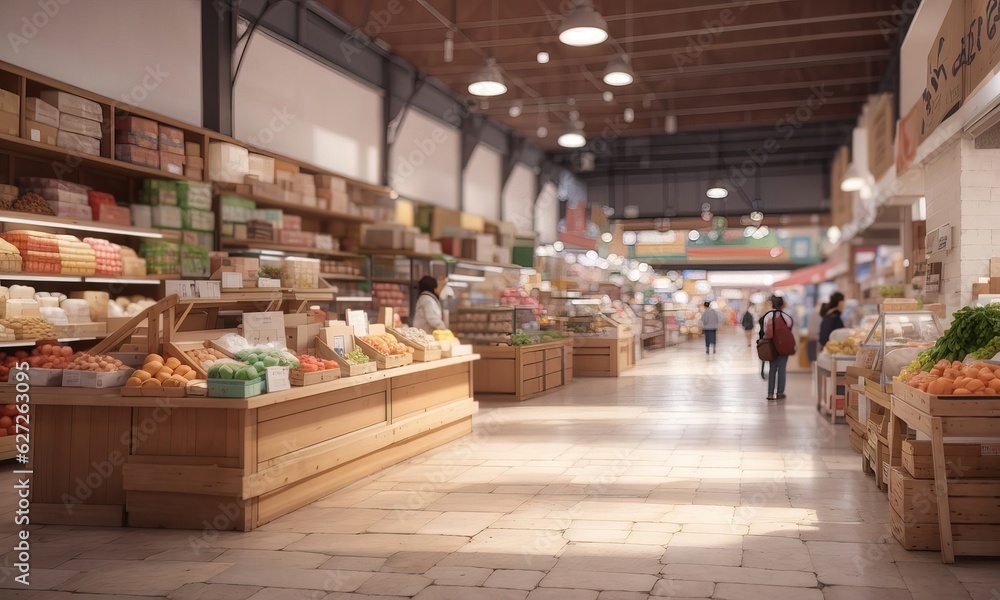 Big Store Market With Blurred Background