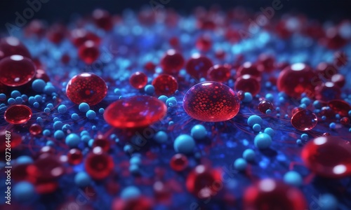 Macroscope Showing Behavior Of Cell In Blue And Red Color photo
