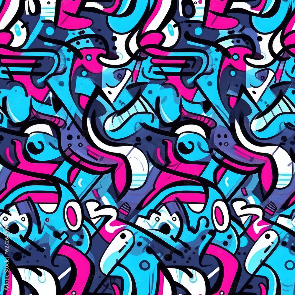Graffiti funky doodles repeat pattern Graffiti funky doodles repeat pattern