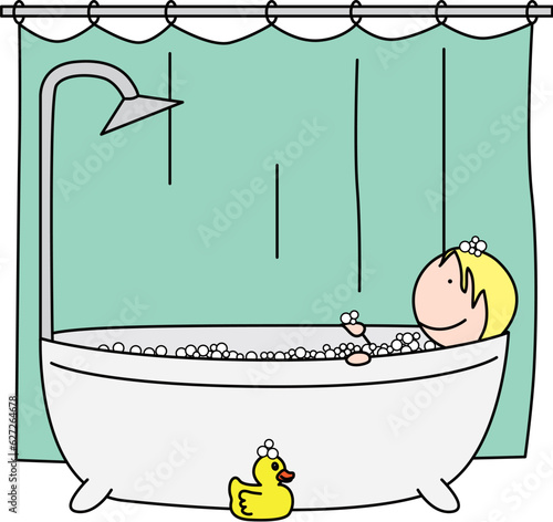 Happy Kid taking a bath