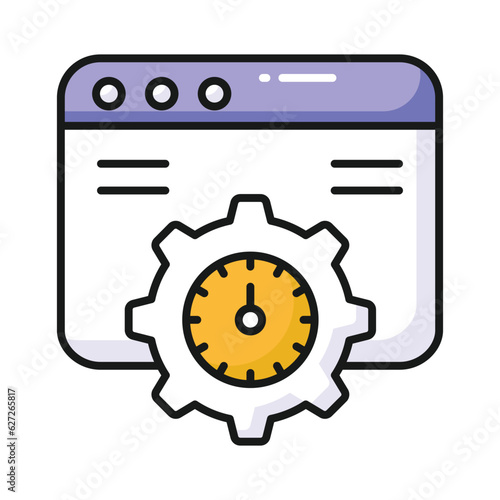 Speedometer with webpage denoting speed test vector design in trendy style
