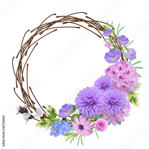 beautiful purple wreath on transparent background