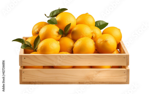 Wooden Crate with Citrus Fruits Light Wood Box of Lemons and Oranges. Generative Ai