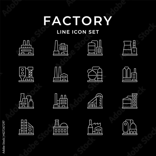 Set line icons of factory or plant