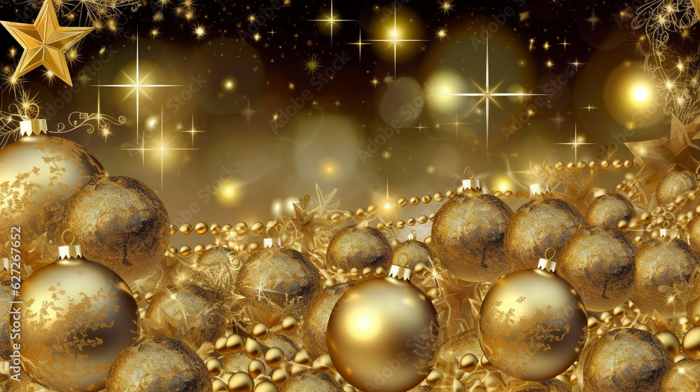 Christmas background with a gold ornament. generative ai