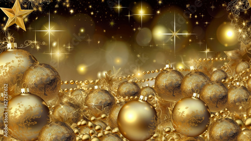 Christmas background with a gold ornament. generative ai