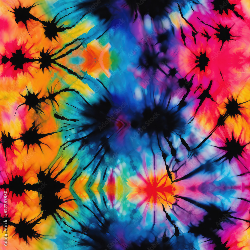 Magic mushroom psychedelic colorful vivid tie-dye repeat pattern Magic mushroom psychedelic colorful vivid tie-dye repeat pattern