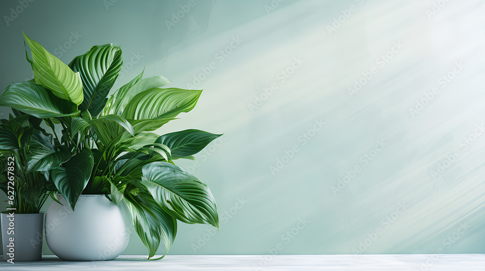 green plants in white pot. 3 d rendering.