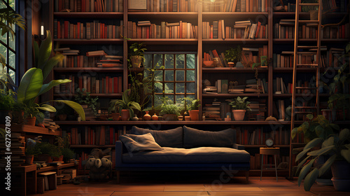 modern interior of the room with books © EvhKorn
