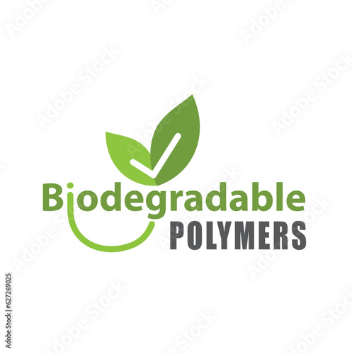 Biodegradable polymers icon - green emblem.