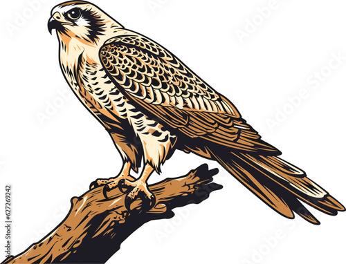 Falcon bird, vector illustration, isolated on white background.