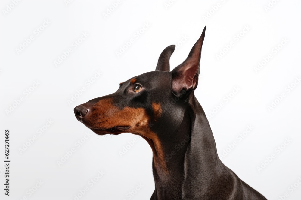 dog looking sideways isolated on white background AI generative