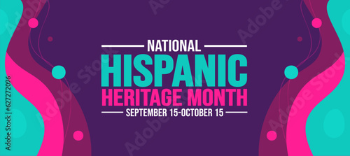 National Hispanic Heritage Month celebration colorful background, typography, banner, placard, card, and poster design template. is annually celebrated from September 15 to October 15 in the USA.