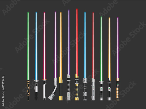 Vector colorful illustration with futuristic swords